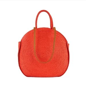 Straw Circle Tote Handbag